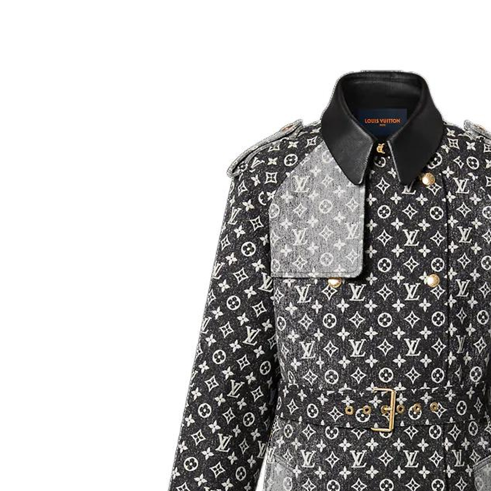 Shop (Women) LOUIS VUITTON SS23  Black Printed Long-Sleeve Midi Trench Coat 1AAWEO