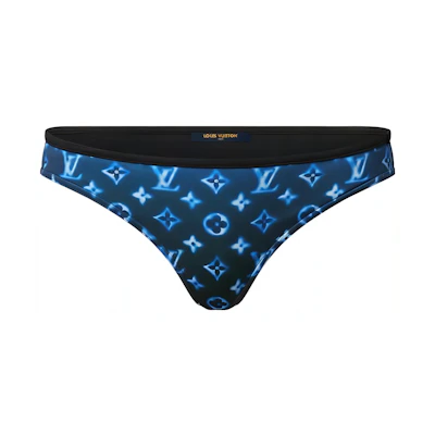 (Women) LOUIS VUITTON SS23 Blue Low-Rise Bikini Bottom with Logo Print. 1AAX7X