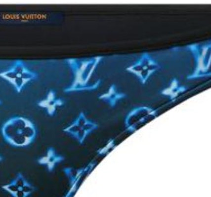 (Women) LOUIS VUITTON SS23 Blue Low-Rise Bikini Bottom with Logo Print. 1AAX7X Details for (Women) LOUIS VUITTON SS23 Blue Low-Rise Bikini Bottom with Logo Print. 1AAX7X