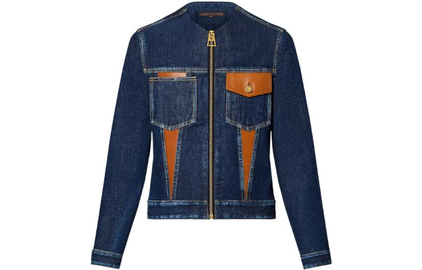 (Women) LOUIS VUITTON SS23  Color-Block Zipper Denim Jacket Blue 1AB6LF