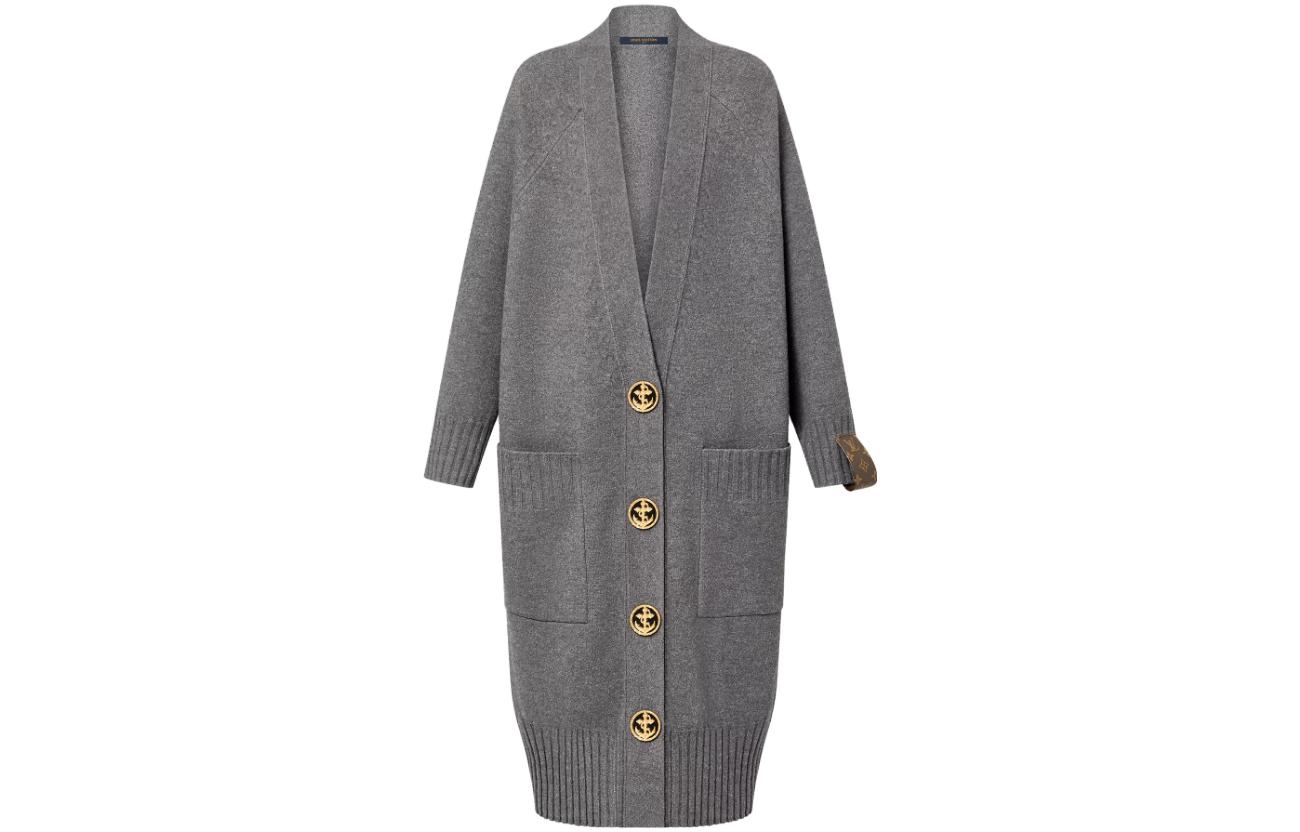 (Women) LOUIS VUITTON SS23  Grey Long Sleeve Knit Cardigan 1ABDTP