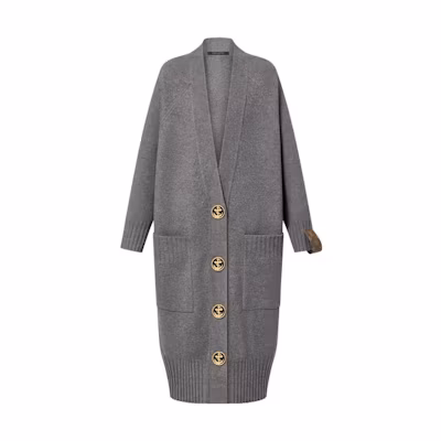 (Women) LOUIS VUITTON SS23 Grey Long Sleeve Knit Cardigan 1ABDTP