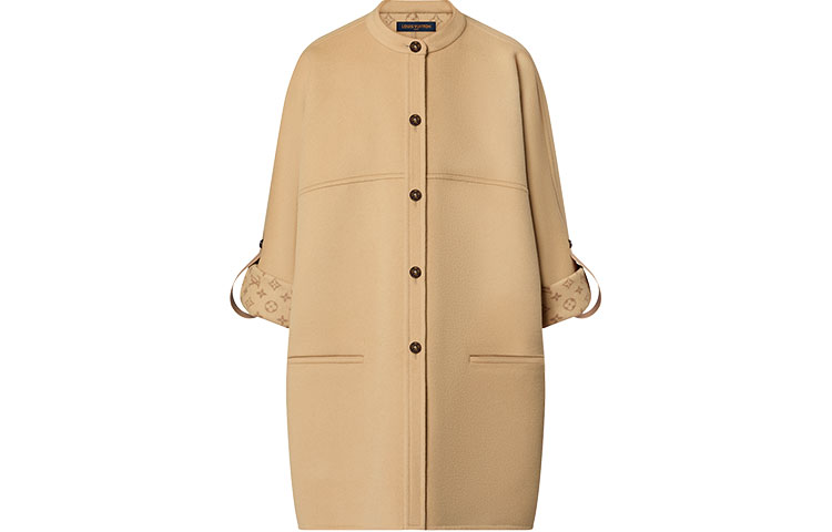 (Women) LOUIS VUITTON SS23  Khaki Single-Breasted Coat. 1AB9BJ
