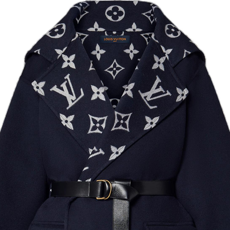 Purchase (Women) LOUIS VUITTON SS23  Navy Logo Wrap Pocket Overcoat. 1AB76A