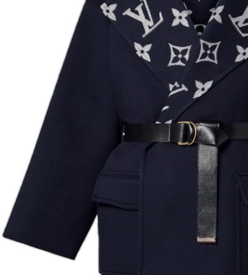 (Women) LOUIS VUITTON SS23 Navy Logo Wrap Pocket Overcoat. 1AB76A Details for (Women) LOUIS VUITTON SS23 Navy Logo Wrap Pocket Overcoat. 1AB76A