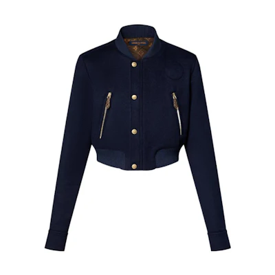 (Women) LOUIS VUITTON SS23 Navy Short Bomber Jacket Plain Buttoned Design 1AB73U