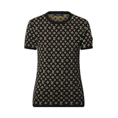 (Women) LOUIS VUITTON SS23 Slim-Fit Knitted Logo Crewneck Sweater Black 1AAG8Y