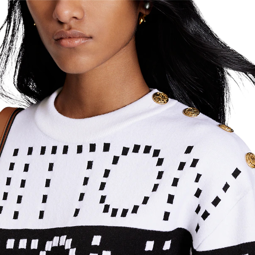 Details for (Women) LOUIS VUITTON SS23  White Logo Crewneck Knit Sweater. 1AAUQC