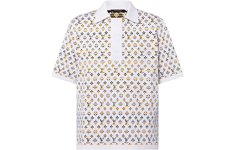 Order (W) 루이 비통 SS23 화이트 로고 자카드 반팔 폴로 셔츠. 1ABENQ