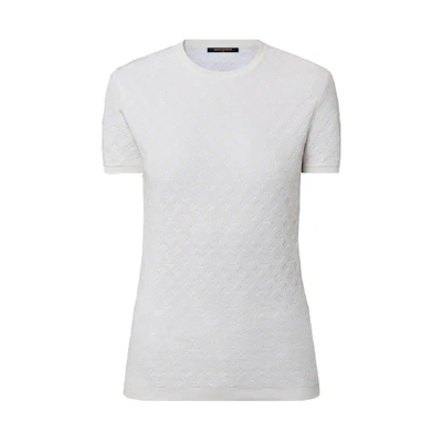 (Women) LOUIS VUITTON SS23 White Monogram Knit Short Sleeve Crewneck Tee 1AB834