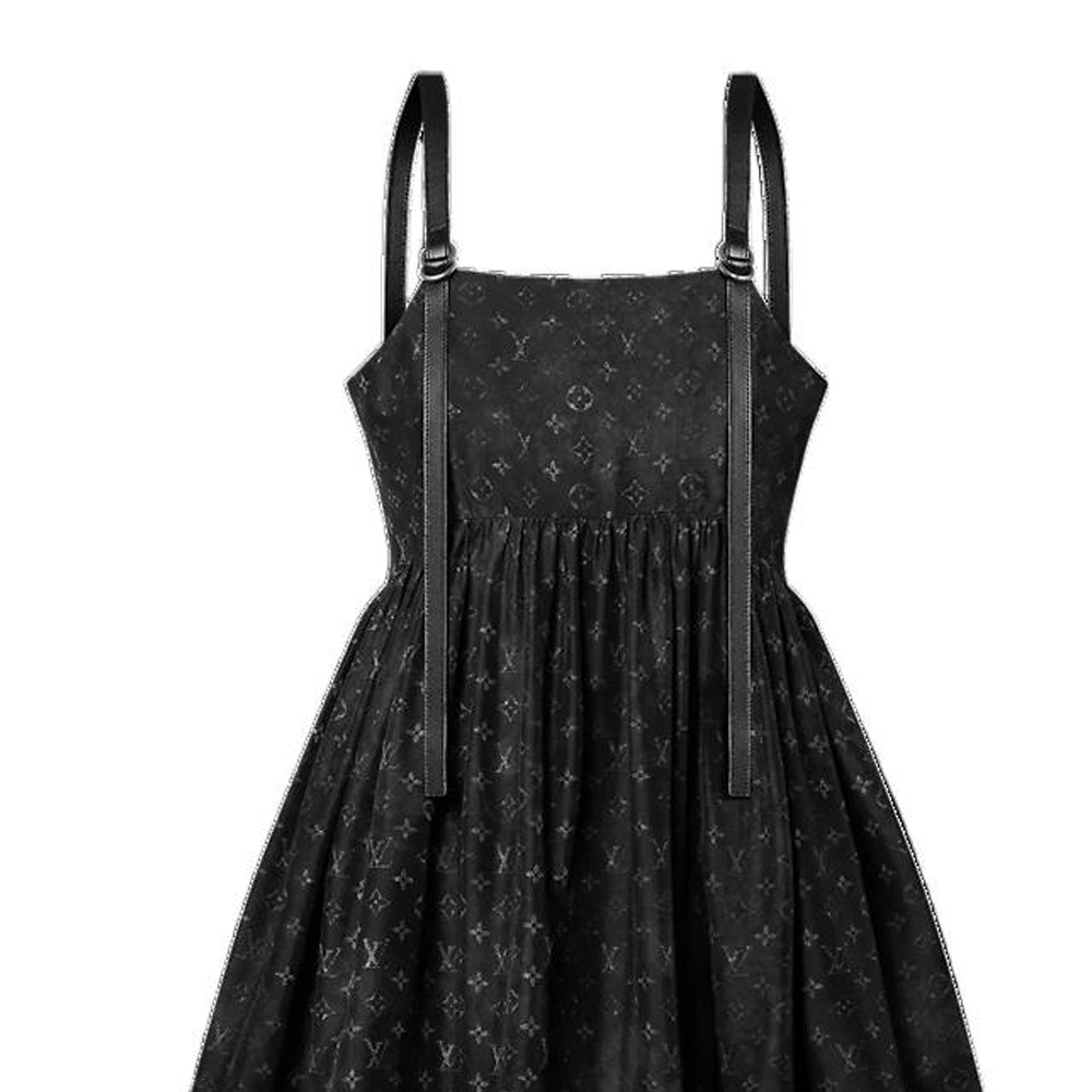 Details for (W) 路易威登 SS23 全印花logo皮质吊带无袖连衣裙 女 黑色. 1AAY50
