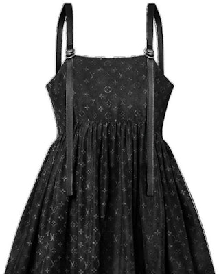 (W) 루이비통 SS23 올오버 로고 가죽 스트랩 여성 민소매 드레스 블랙. 1AAY50 Details for (W) 루이비통 SS23 올오버 로고 가죽 스트랩 여성 민소매 드레스 블랙. 1AAY50