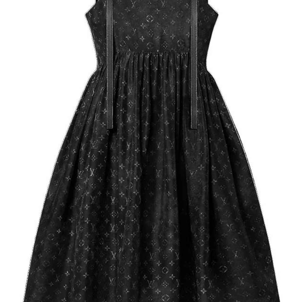 Sizing (W) 路易威登 SS23 全印花logo皮质吊带无袖连衣裙 女 黑色. 1AAY50