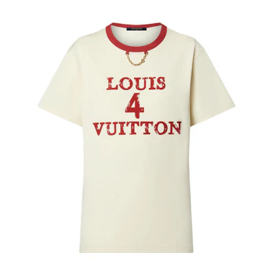 (Women) Louis Vuitton SS23 Beige Alphanumeric Print Short Sleeve T-Shirt . 1ABCVC