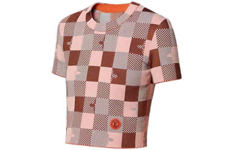 (Women) LOUIS VUITTON SS23 Check Jacquard Knit T-Shirt Pink 1AAXAN 圖 4