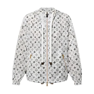 (Women) LOUIS VUITTON SS23 Logo All-Over Print White Hoodie Jacket 1ABYIO