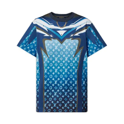 (Women) LOUIS VUITTON SS23 Logo Graphic Crewneck Short Sleeve T-Shirt Blue () 1AAXGX