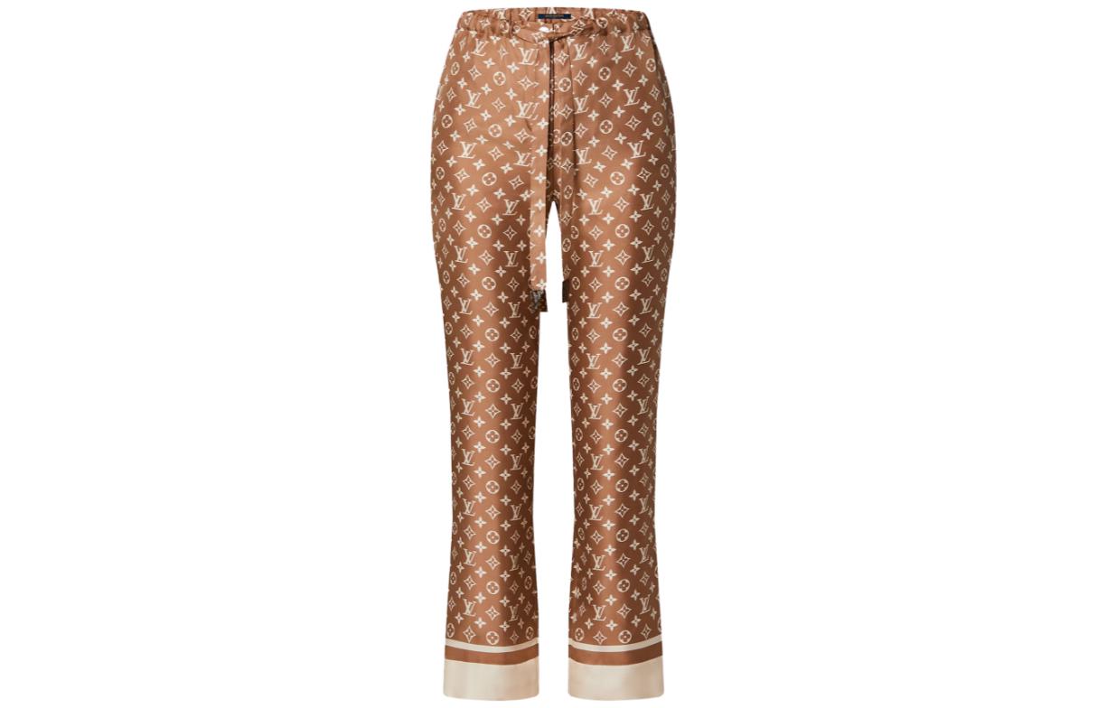 Order (W) Pantalones de Pijama Marrones Mujeres LOUIS VUITTON SS23 Logo Rectos. 1AB9H3