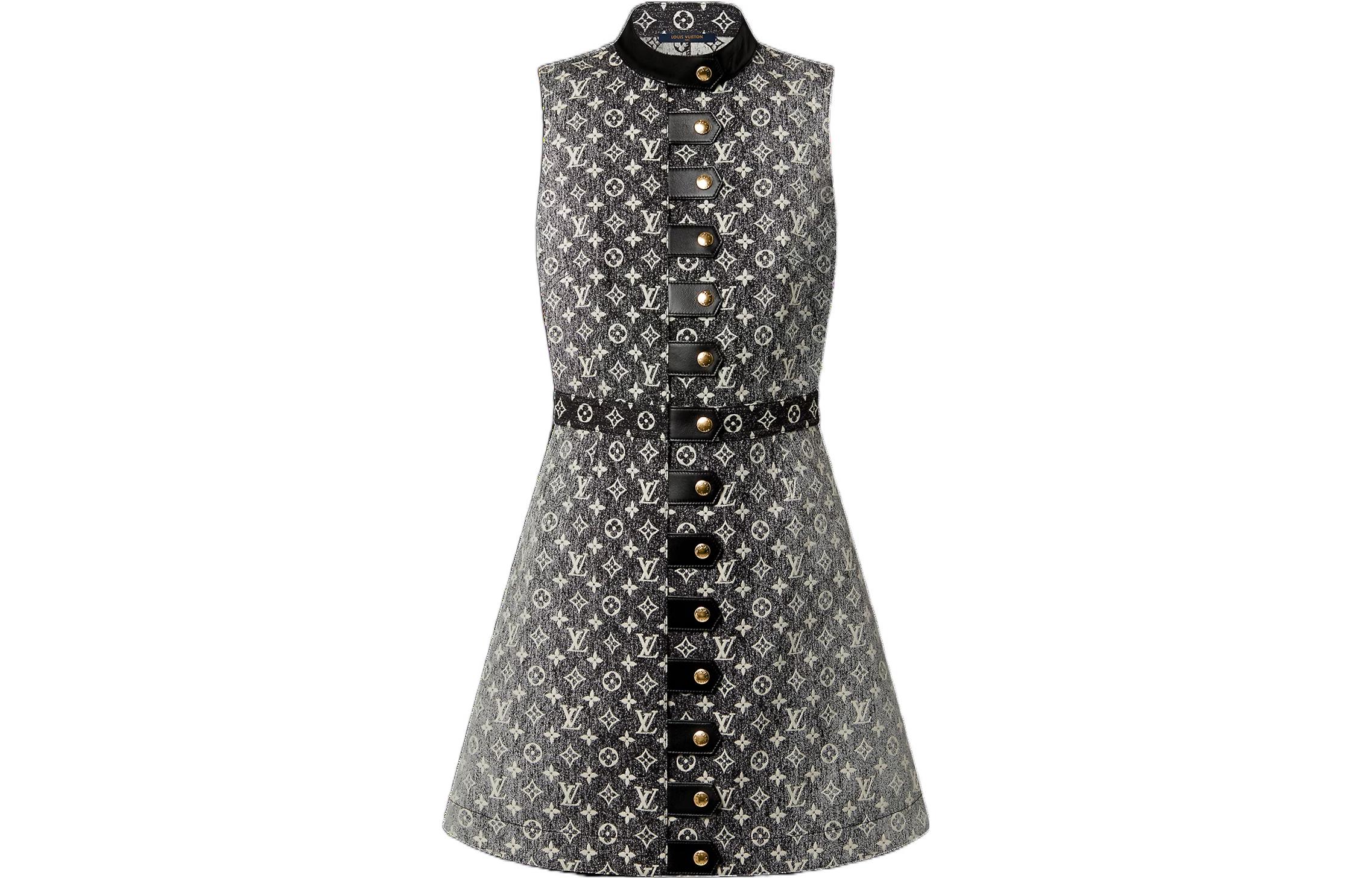 (Women) Louis Vuitton SS23 Monogram Half-Turtleneck Sleeveless Dress Women Grey Black 1AAUPJ