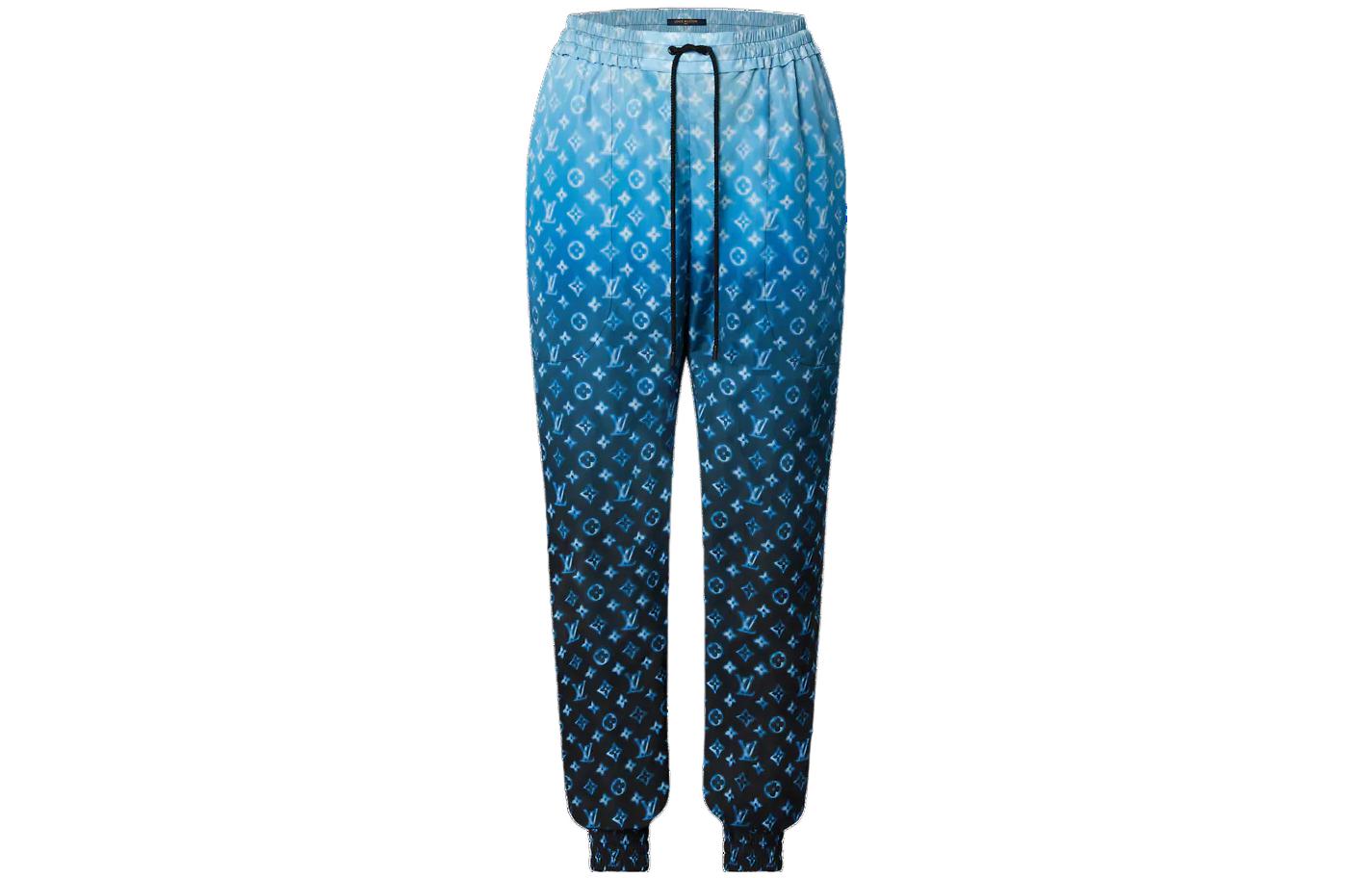 (Women) LOUIS VUITTON SS23 Monogram Print Jogger Knit Pants  Blue. 1AB03B