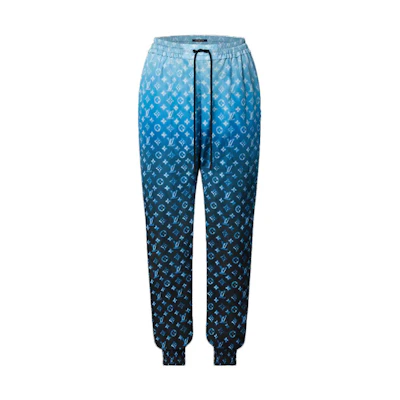 (Women) LOUIS VUITTON SS23 Monogram Print Jogger Knit Pants Blue. 1AB03B