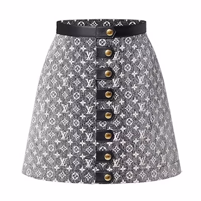 (Women) LOUIS VUITTON SS23 Monogram Short Casual Skirt Women Gray Black. 1AAUP3