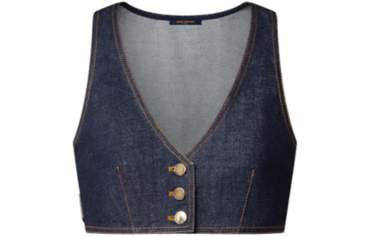 Order (W) 루이비통 SS23 네이비 블루 브이넥 크롭 조끼 1ABBZY