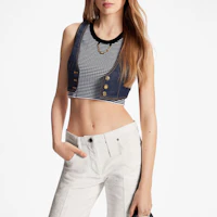 Shop (Women) LOUIS VUITTON SS23 Nautical Blue V-Neck Cropped Vest 1ABBZY