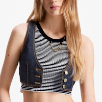 Purchase (Women) LOUIS VUITTON SS23 Nautical Blue V-Neck Cropped Vest 1ABBZY