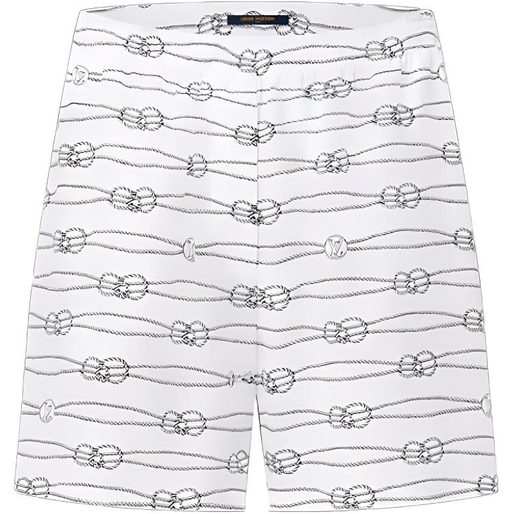 (Women) LOUIS VUITTON SS23 Nautical Logo Printed Loose White Shorts Women. 1ABJOB