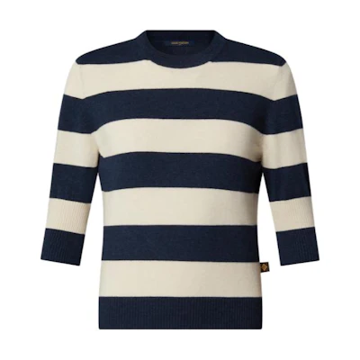 (Women) LOUIS VUITTON SS23 Nautical Striped Crewneck Knit Sweater Women Black 1ABCMX