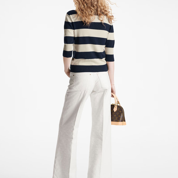 Purchase (W) 路易威登 SS23 海军条纹圆领针织毛衣 女士 黑色 1ABCMX