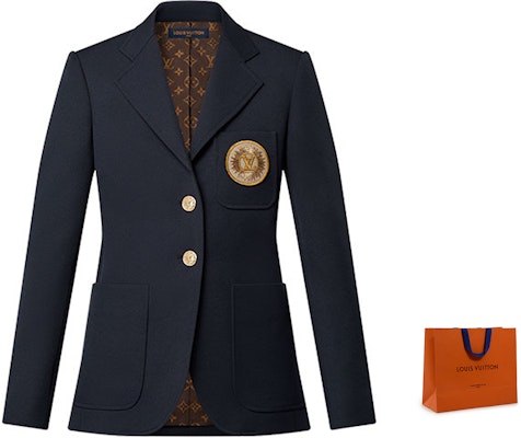 (W) LOUIS VUITTON 2023春夏海軍藍口袋刺繡長袖西裝外套 1AAF8Z Order (W) LOUIS VUITTON 2023春夏海軍藍口袋刺繡長袖西裝外套 1AAF8Z