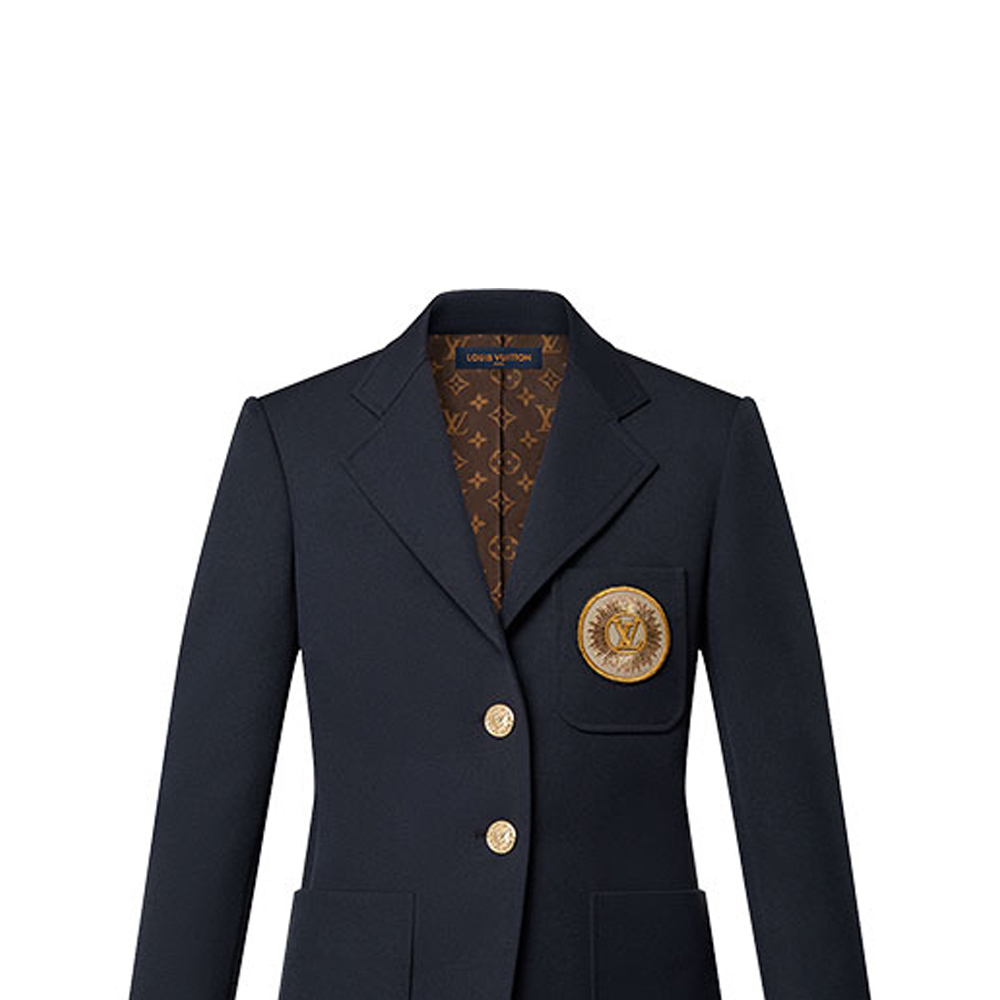 Sizing (W) LOUIS VUITTON 2023春夏海軍藍口袋刺繡長袖西裝外套 1AAF8Z
