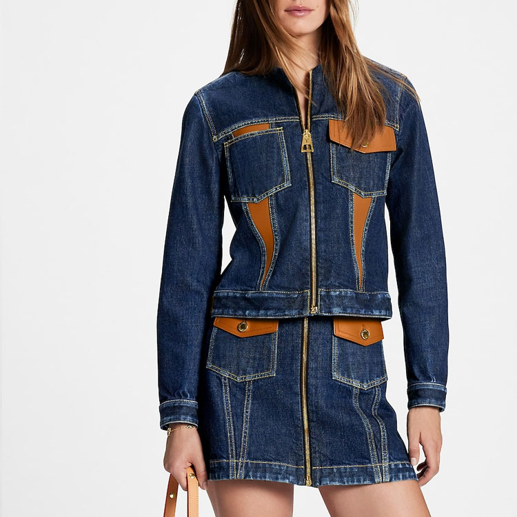 (Women) LOUIS VUITTON SS23 Patchwork High-Waisted Denim Skirt Blue Womens. 1AB6MJ 圖 5