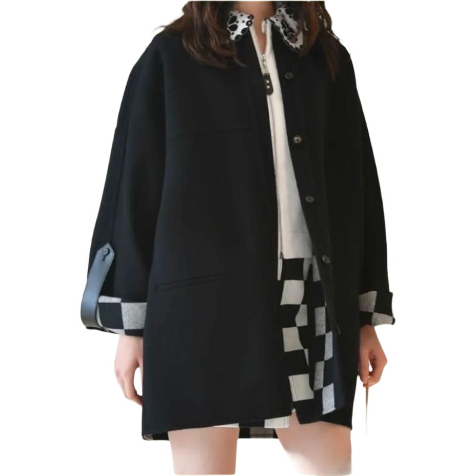 (Women) LOUIS VUITTON SS24  Black Button-Up Mid-Length Long-Sleeve Coat 1AGADP 圖 5