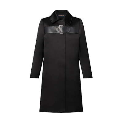 (Women) LOUIS VUITTON SS24 Black Long Sleeve Coat with Lace-Up Detail. 1AFSIT