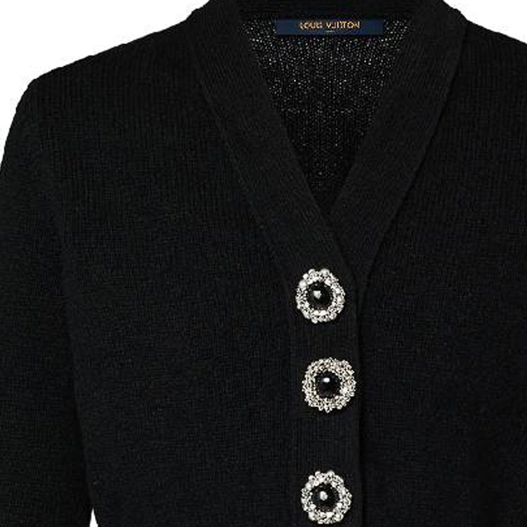 Sizing (W) LOUIS VUITTON SS24 Kardigan Rajut Hitam Lengan Panjang V-Neck 1AFOV6