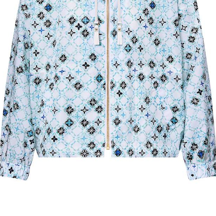 Sizing (Women) LOUIS VUITTON SS24  Blue Logo Print Hoodie Jacket 1AFUFN