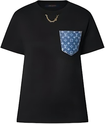 (W) ルイヴィトン SS24 ロゴプリント ブラック クルーネック半袖Tシャツ 1AFYOP Order (W) ルイヴィトン SS24 ロゴプリント ブラック クルーネック半袖Tシャツ 1AFYOP