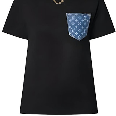 (W) ルイヴィトン SS24 ロゴプリント ブラック クルーネック半袖Tシャツ 1AFYOP Details for (W) ルイヴィトン SS24 ロゴプリント ブラック クルーネック半袖Tシャツ 1AFYOP