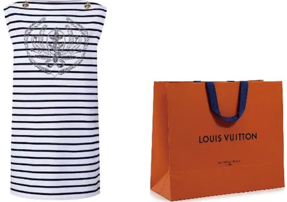 (W) LOUIS VUITTON SS24 Gaun Pendek Tanpa Lengan Motif Garis Multicolor 1AFLMC Lookbook (W) LOUIS VUITTON SS24 Gaun Pendek Tanpa Lengan Motif Garis Multicolor 1AFLMC