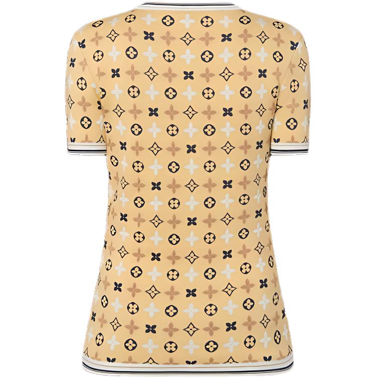 Lookbook (W) LOUIS VUITTON SS24 Kuning Logo Cetakan Crewneck Baju Knit Lengan Pendek. 1AFZNU
