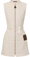 (Women) LOUIS VUITTON SS24 Beige Monogram Short Zip Sleeveless Dress 1AFSQS (Women) LOUIS VUITTON SS24 Beige Monogram Short Zip Sleeveless Dress 1AFSQS