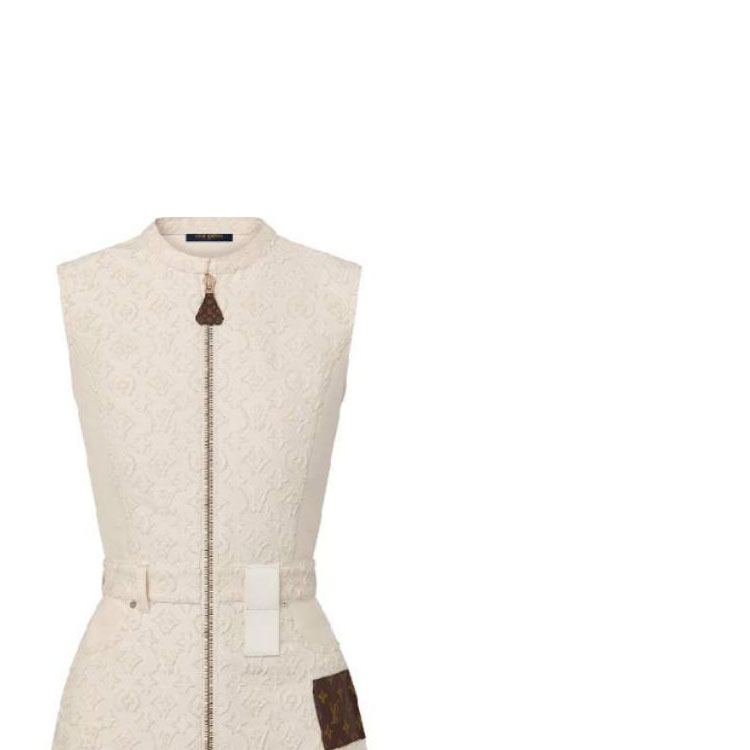 Purchase (W) 路易威登 SS24 贝壳色经典花纹短拉链无袖连衣裙 1AFSQS