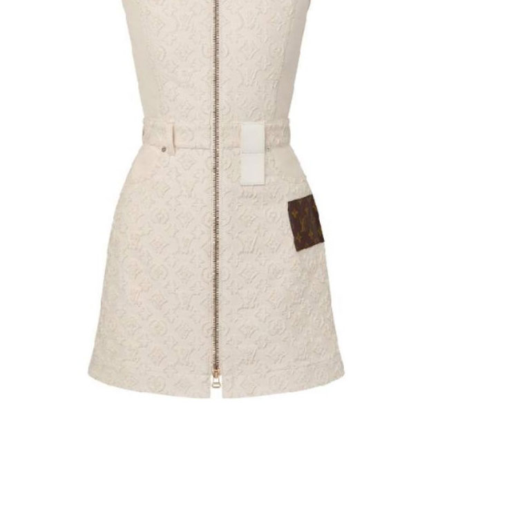 Details for (W) 路易威登 SS24 贝壳色经典花纹短拉链无袖连衣裙 1AFSQS