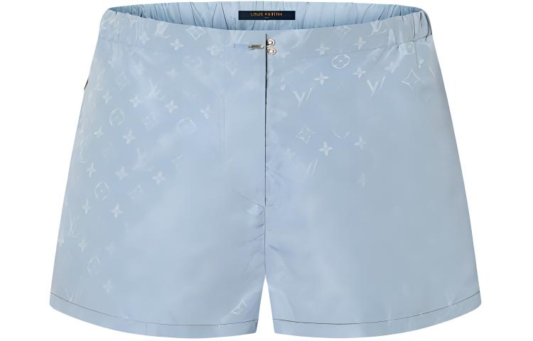 (Women) LOUIS VUITTON SS24 Blue  Logo Print Waterproof Wide-Leg Shorts. 1AFDTW