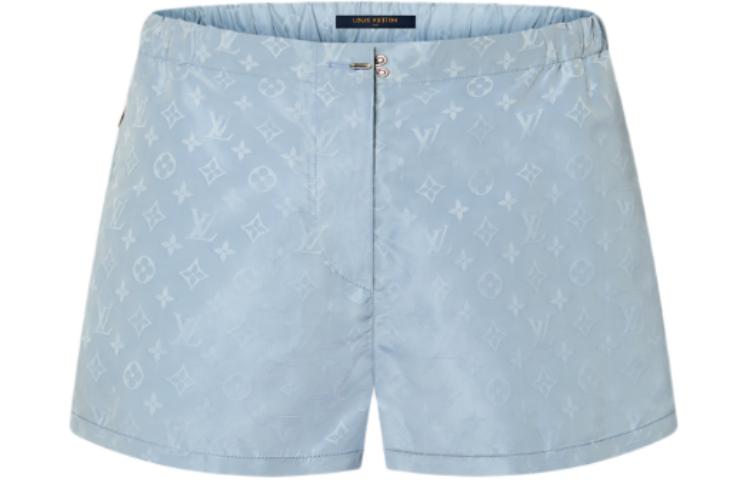 Order (Women) LOUIS VUITTON SS24 Blue  Logo Print Waterproof Wide-Leg Shorts. 1AFDTW