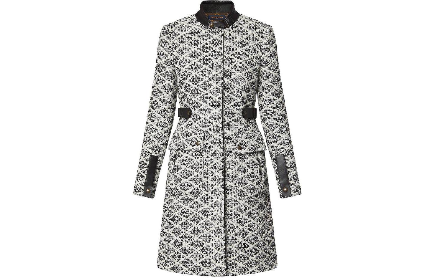 Order (Women) LOUIS VUITTON SS24 Diamond Jacquard High-Neck Long Sleeve Coat Women Black 1AFCJS