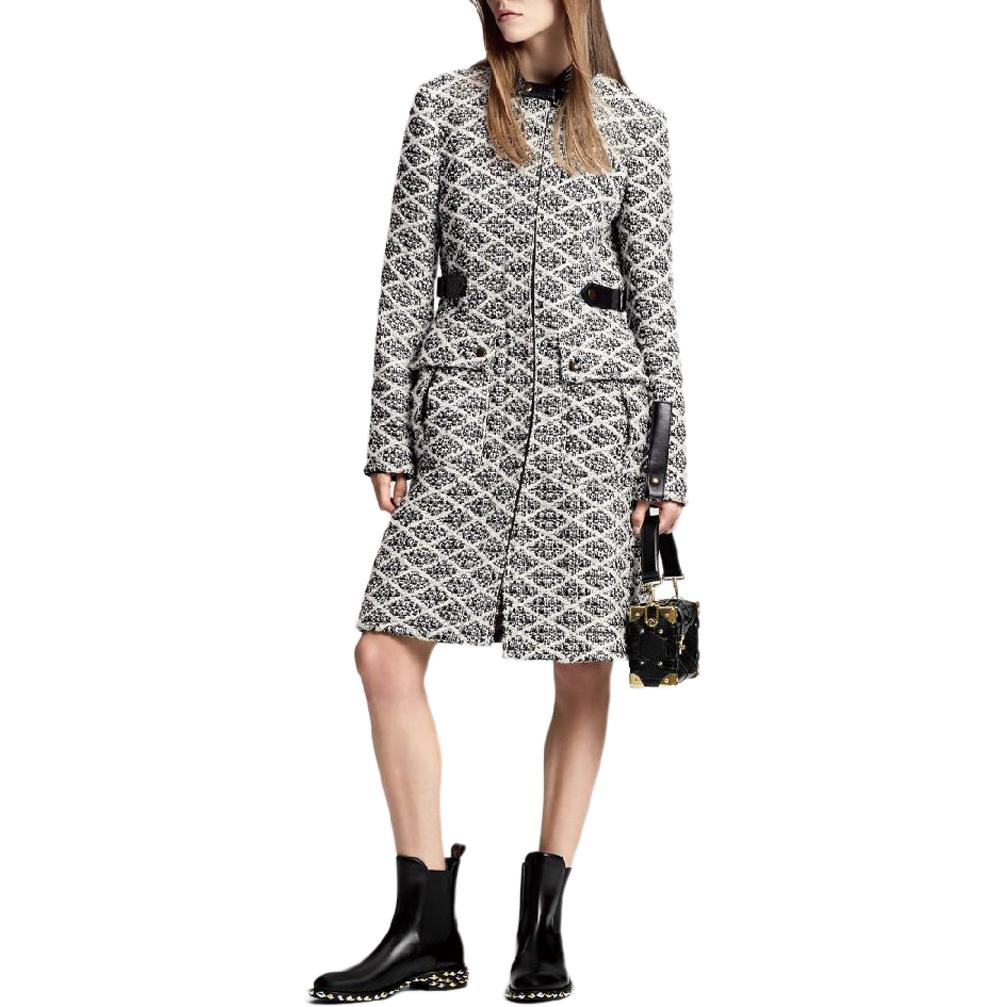 Lookbook (Women) LOUIS VUITTON SS24 Diamond Jacquard High-Neck Long Sleeve Coat Women Black 1AFCJS